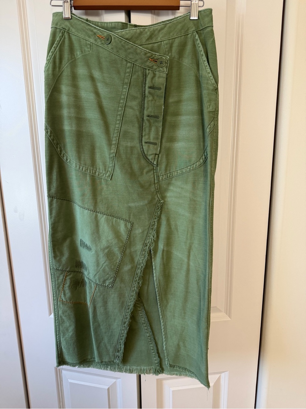 Free People Green Utility Midi Skirt